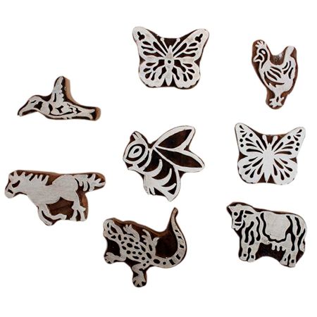 Set of 8 Piece New Mix Wooden Printing Block